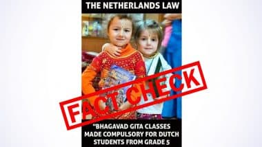 Bhagavad Gita Made Complusory in Schools in Netherlands From Class 5? Old Image of Two Young Girls Holding Hindu Scripture Goes Viral With Fake Claim