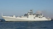 Indian Warship INS Tabar Enters Bergen Harbour in Norway