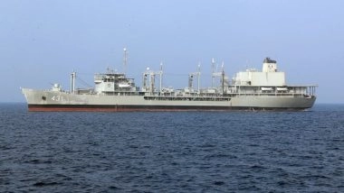 World News | Iranian Naval Ship 'Khark' Sinks After Catching Fire in Gulf of Oman