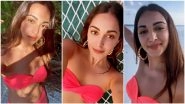 Kiara Advani Gives Major Beach Babe Goals in This Watermelon Pink Bandeaukini, Watch Video of Indian Actress
