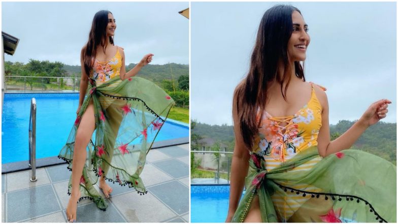 Krystle D'Souza Sends Temperatures Soaring in a Summery Yellow Monokini With an Organza Sarong (View Pic)