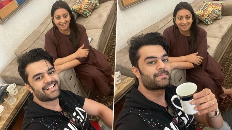 Maniesh Paul Visits Smriti Irani at Her Home