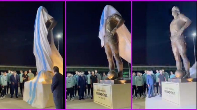 Lionel Messi Along With Argentina Football Team Unveil Diego Maradona’s Statue (Watch Video)