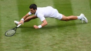 Novak Djokovic Displays Ninja Like Reflexes in Wimbledon 2021 Semi-Final Against Denis Shapovalov (Watch Video)