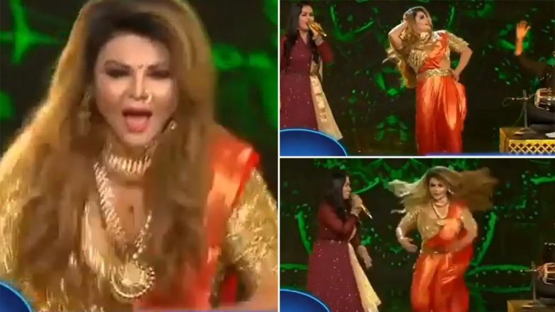 Indian Idol 12: Rakhi Sawant Shows Off Her Energetic Thumkas As She Dances to Vidya Balan’s Song Mala Jau De (Watch Video)