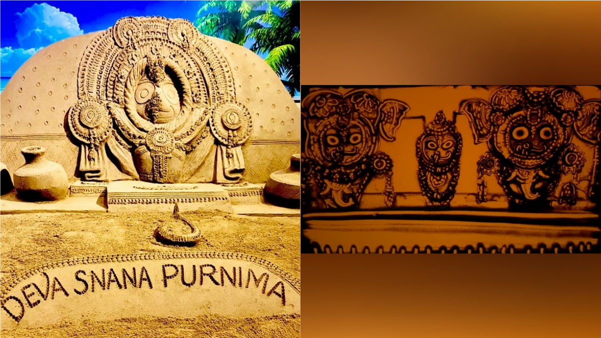 Debasnana Purnima 2021: Sand Artists Sudarsan Pattnaik and Manas Kumar Sahoo Create Masterpieces To Celebrate Snana Yatra (View Pic and Video)