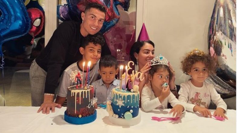 Cristiano Ronaldo & Georgina Rodriguez Celebrate Birthdays of Their Children Eva & Mateo, Post Super Cute Family Photo on Social Media 