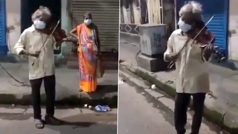 Elderly Man Plays Tunes of Iconic Bollywood Songs on Violin, Viral Video Claiming to Be From Kolkata Wins Hearts (Watch Video)