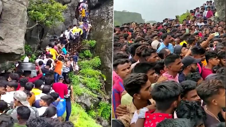 Asheri Fort in Palghar Sees Overcrowding of Tourists and Trekkers, Over 250 Booked (Watch Video)