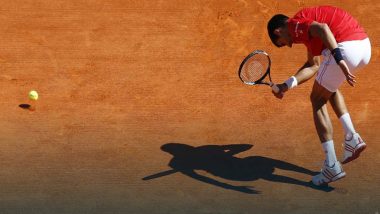 Novak Djokovic Falls While Desperately Running to Hit the Ball During French Open 2021 Final Match Against Stefanos Tsitsipas (Watch Video)