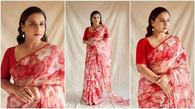 Yo or Hell No? Vidya Balan's Red Printed Saree By Raw Mango