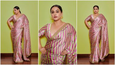 Vidya Balan Spins Neon Magic With Her Traditional Six Yards for 'Sherni' Promotions