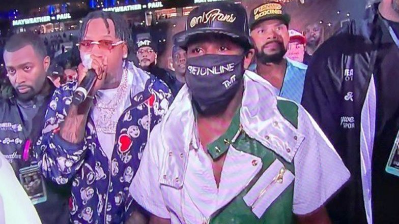 Netizens React As Floyd Mayweather Wears A OnlyFans Hat For Logan Paul Fight