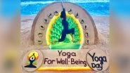 International Day of Yoga 2021: Sudarsan Pattnaik Creates Beautiful 'Yoga Day' Sand Art to Wish Everyone on June 21 (View Image)