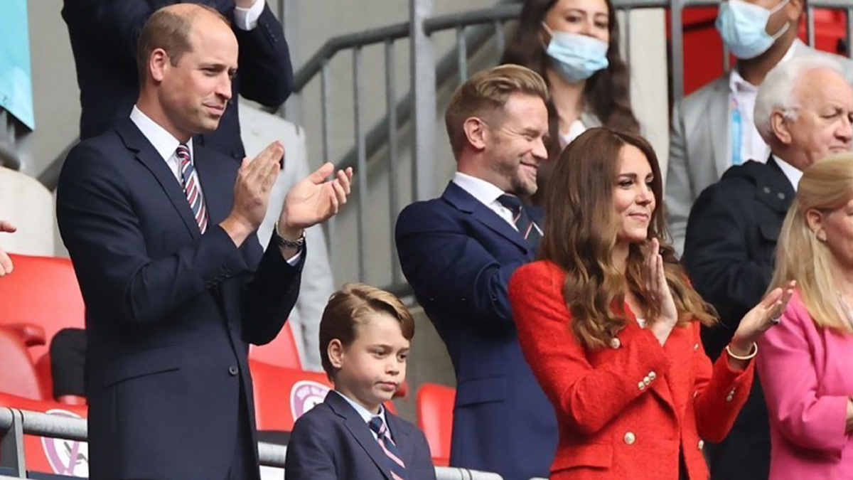 Euro 2020: Prince George Cheers England Soccer Team With The Duke and Duchess of Cambridge At Wembley Stadium (See Pics)