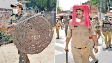 Uttar Pradesh: Cops Use Plastic Stool, Wicker Basket as Anti-Riot Gear in Unnao; Senior UP Police Officer Suspended