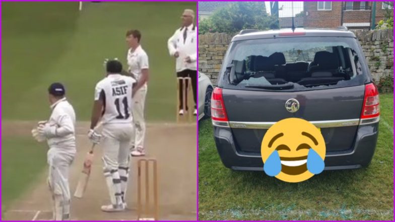 Illingworth St Mary’s Cricket Club’s Batsman, Asif Ali, Hits Six; Smashes his Car’s Windscreen (Watch Video)