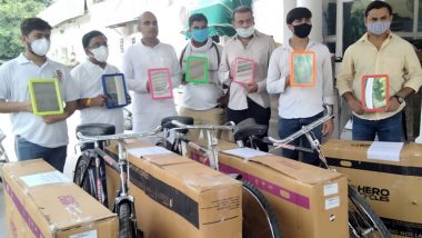 Indian Youth Congress Sends Bicycles to Prime Minister Narendra Modi, Home Minister Amit Shah Over Rise in Fuel Price