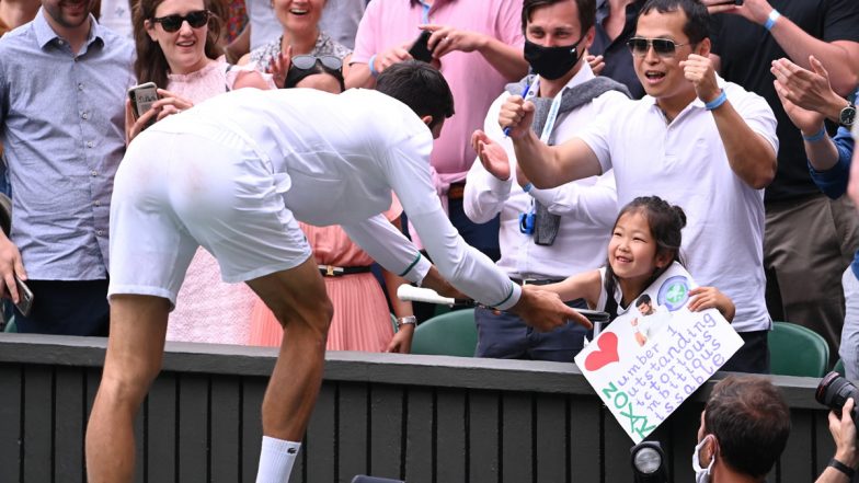 Novak Djokovic Gives Racket to Young Fan After Wimbledon 2021 Title Win (Watch Video)