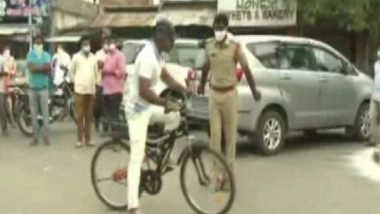 India News | 70-year-old Hyderabad Man Cycles His Way to Help People in Need Amid COVID Pandemic