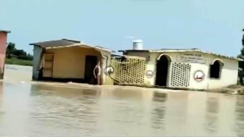 Bihar: Sub-Health Centre Washed Away by Floodwater in Darbhanga District’s Atihar (Watch Video)