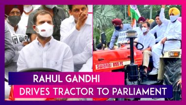 Rahul Gandhi Drives Tractor To Parliament, Demands Modi Govt Withdraw Farm Laws