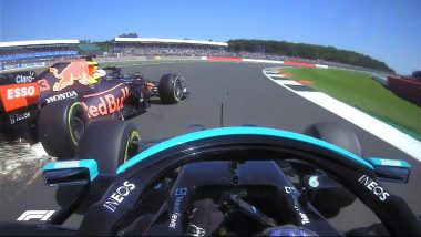 Lewis Hamilton and Max Verstappen Involved in Shock Collision During Lap 1 of the British Grand Prix, Watch Video