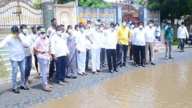 India News | TDP Leaders Inspect Potholes on Roads in Andhra's Krishna, Detain by Police for Traffic Obstruction