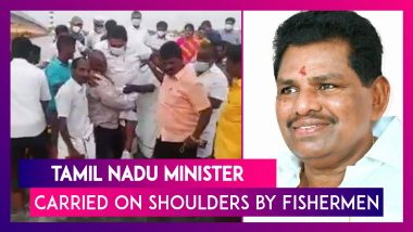 Tamil Nadu: Minister Anitha Radhakrishnan Is Carried By Fishermen To Prevent His Shoes From Getting Wet