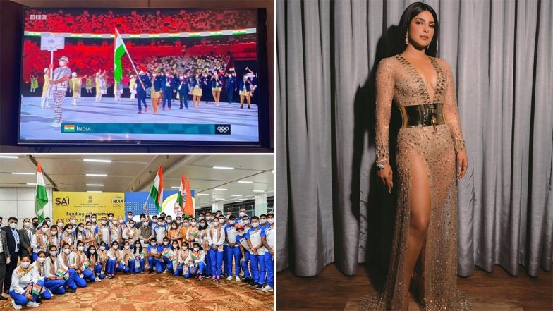 Tokyo Olympics 2020: Priyanka Chopra Cheers As Flag Bearers Mary Kom and Manpreet Singh Lead the Indian Contingent at Opening Ceremony (View Post)