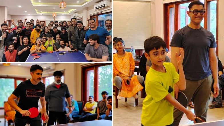 Aamir Khan, Kiran Rao, Son Azad, Naga Chaitanya Indulge in Table Tennis Match With Laal Singh Chaddha Team (View Viral Pics)