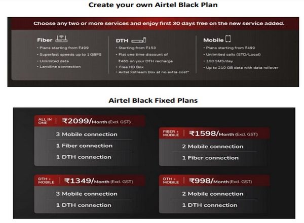 Airtel Launches All-in-One Plan 'Airtel Black' For Fiber, DTH, Mobile Services