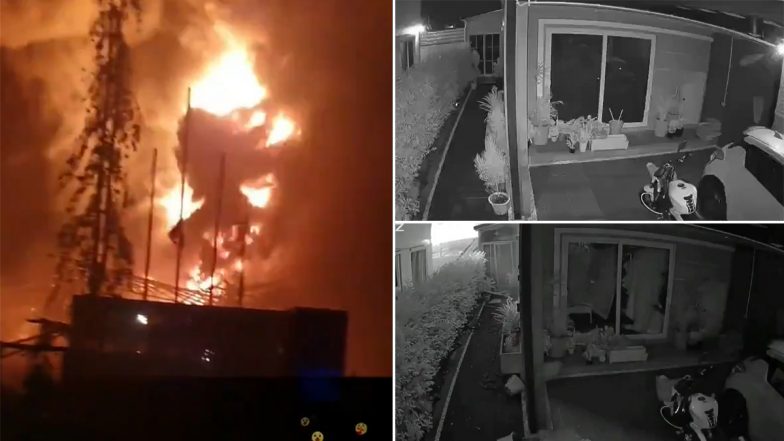 Thailand Factory Blast Videos: CCTV Footage Shows Moment When Blast Hit Foam and Plastic Pallet Manufacturing Unit And Its Impact on Nearby Houses