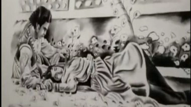 Entertainment News | Artist Zohaib Khan Designs Charcoal Portrait as a Tribute to Late Dilip Kumar