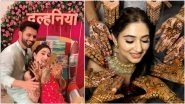 Disha Parmar Mehndi Ceremony Pics: Rahul Vaidya&rsquo;s Bride-To-Be Flaunts Beautiful Mehendi Design, Looks Gorgeous in Traditional Attire!