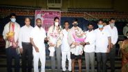 Sports News | Telangana Sports Minister Felicitates Tokyo-bound Shuttlers Along with Their Coaches and Family