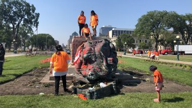 Queen Victoria Statue Toppled in Canada Amid Anger Over Deaths of Indigenous Children, Crowd Chants ‘No Pride in Genocide’