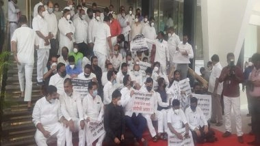 India News | BJP Stages Protest Outside Maharashtra Legislative Assembly on OBC Reservation, Farmers' Issues