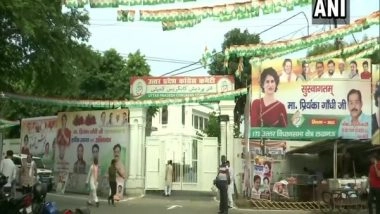 India News | Posters Welcoming Priyanka Gandhi Vadra Installed at Lucknow Cong Office Ahead of Her Visit