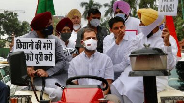 Rahul Gandhi Drives Tractor to Parliament in Support of Farmers, Demands Withdrawal of Three Farm Laws