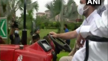 India News | Rahul Gandhi Drives Tractor to Parliament, Says ' Brought Farmers' Message'