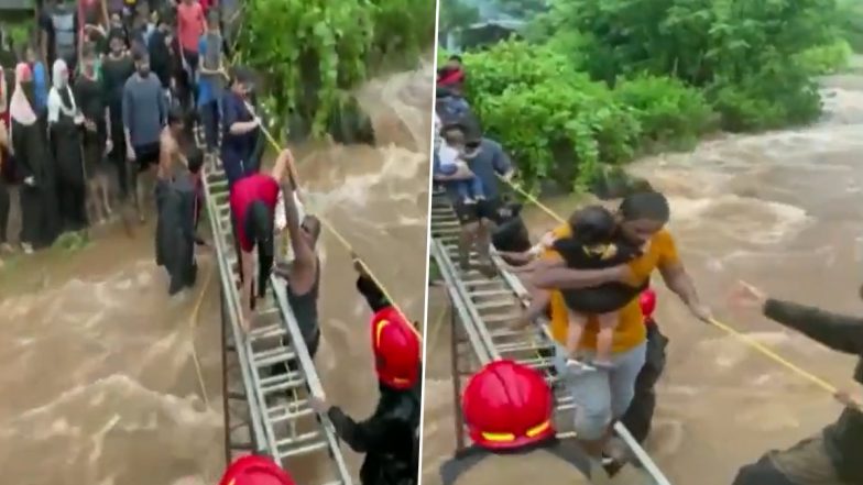 Navi Mumbai Rains: Fire Team Rescues People Stranded in Different Parts of The City (Watch Video)