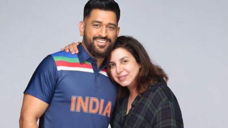 MS Dhoni in Retro Indian Cricket Team Jersey! CSK Captain Joins Farah Khan for Ad Shoot (See Pic)