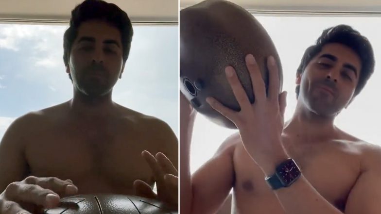 Ayushmann Khurrana Goes Shirtless and Plays Tank Drum, Jamming on a Lata Mangeshkar Song (Watch Video)