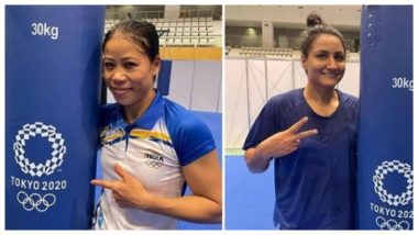 Mary Kom, Pooja Rani, Lovlina Borgohain & Simranjit Kaur Sweat It Out in the Boxing Ring Ahead of Tokyo Olympics 2020 (See Pic)