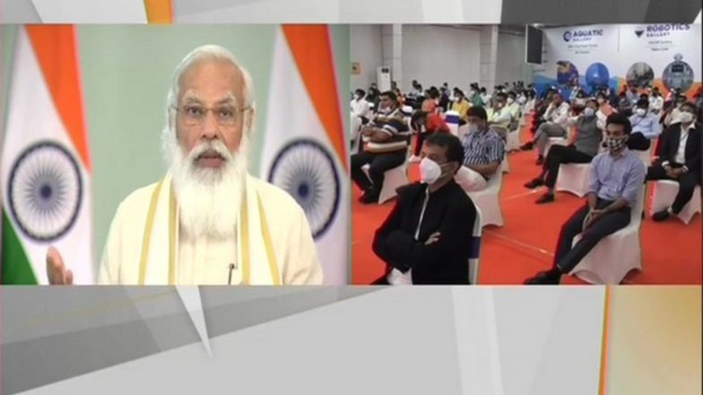 PM Narendra Modi Inaugurates Aquatics & Robotics Gallery, Nature Park in Gujarat Science City