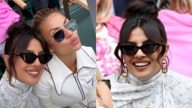 Priyanka Chopra Jonas Attends Wimbledon Women’s Singles Finals, Spotted Sitting Behind Prince William and Kate Middleton (Watch Video)