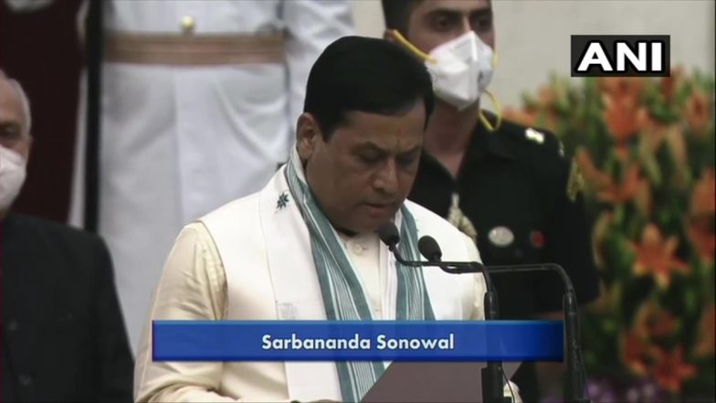 Modi Cabinet Reshuffle: Sarbananda Sonowal Takes Oath as Minister at Rashtrapati Bhavan (Watch Video)