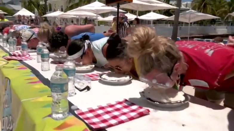 World Key Lime Pie Eating Championship: Twenty-five Contestants Plunge Face Down into Nine-inch Pies (Watch Video)