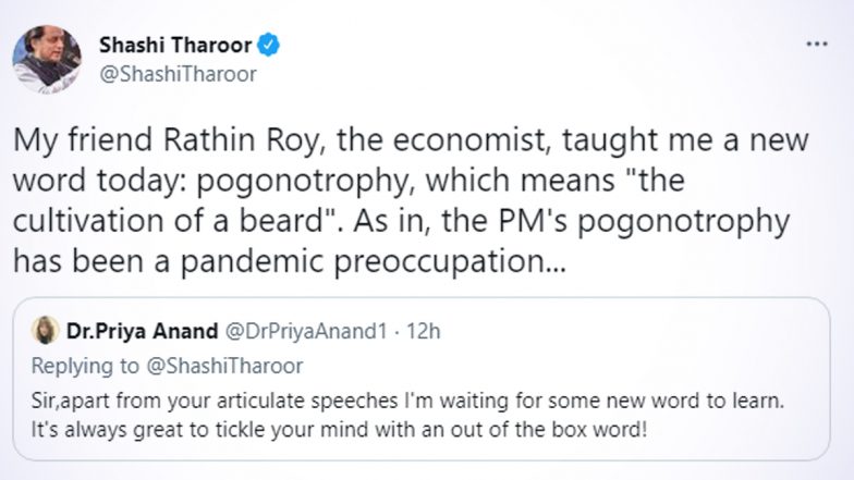 Pogonotrophy Shashi Tharoor Shares New Word On Fan S Request Here S What It Means Latestly